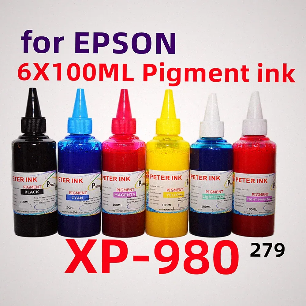 6X100ML Premium Pigment refill Ink for XP-980 279 T279 Cartridge CISS CIS