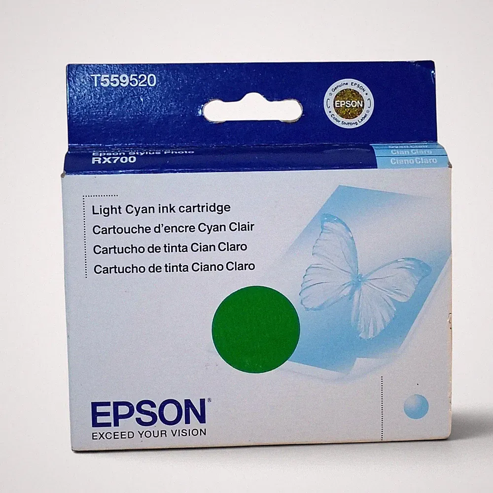 Epson T559520 Light Cyan Ink Cartridge Genuine OEM Stylus Photo RX700 Exp 3/2016
