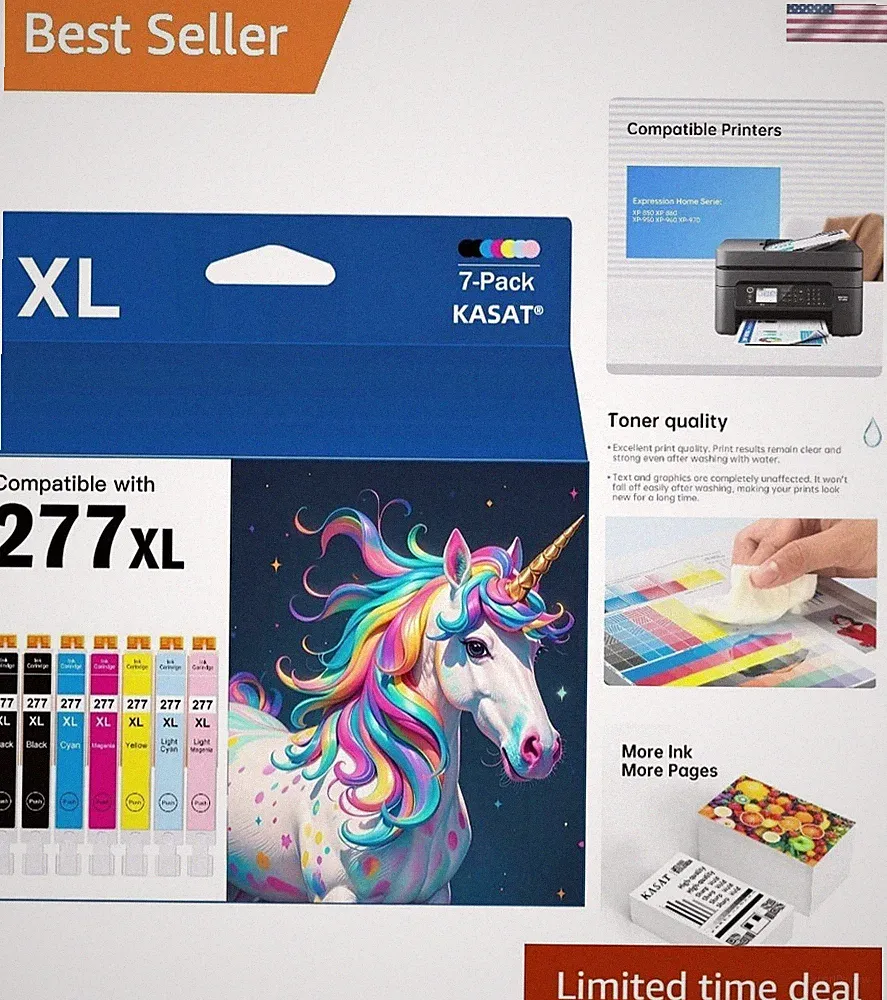 High-Yield 277 Ink Cartridges Combo Pack for XP-960/XP-970 Printers, 7-Count